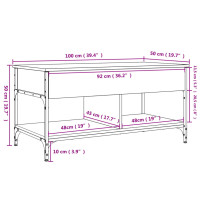 Produktbild för Soffbord svart 100x50x50 cm konstruerat trä och metall