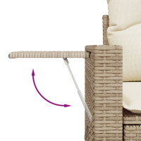 Produktbild för Soffgrupp för trädgård med dynor 4 delar beige konstrotting