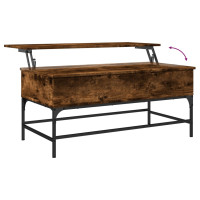 Produktbild för Soffbord rökfärgad ek 100x50x45 cm konstruerat trä och metall