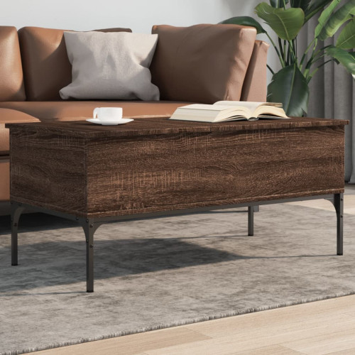 vidaXL Soffbord brun ek 100x50x45 cm konstruerat trä och metall