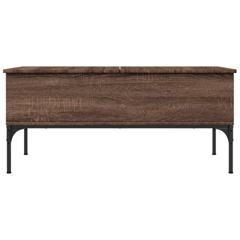 Produktbild för Soffbord brun ek 100x50x45 cm konstruerat trä och metall