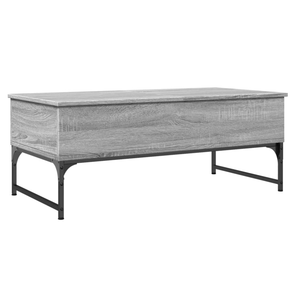 Produktbild för Soffbord grå sonoma 100x50x40 cm konstruerat trä och metall