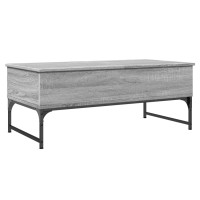 Produktbild för Soffbord grå sonoma 100x50x40 cm konstruerat trä och metall