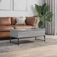 Produktbild för Soffbord grå sonoma 100x50x40 cm konstruerat trä och metall