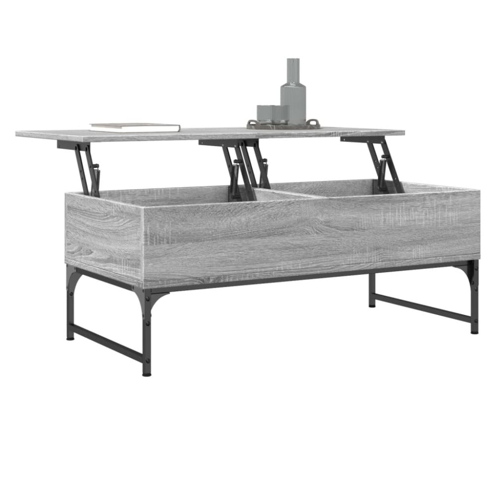 Produktbild för Soffbord grå sonoma 100x50x40 cm konstruerat trä och metall