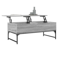 Produktbild för Soffbord grå sonoma 100x50x40 cm konstruerat trä och metall