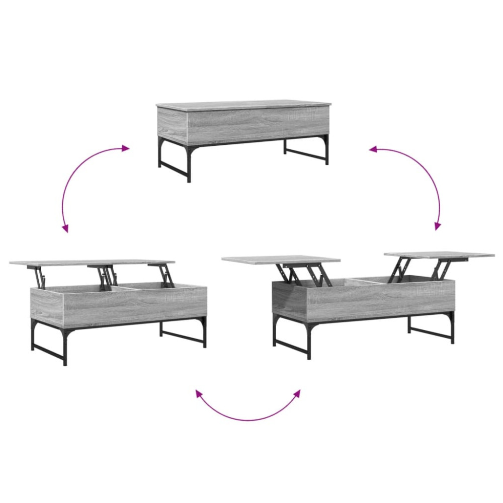 Produktbild för Soffbord grå sonoma 100x50x40 cm konstruerat trä och metall