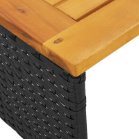 Produktbild för Trädgårdssoffa med bord och dynor L-formad svart konstrotting