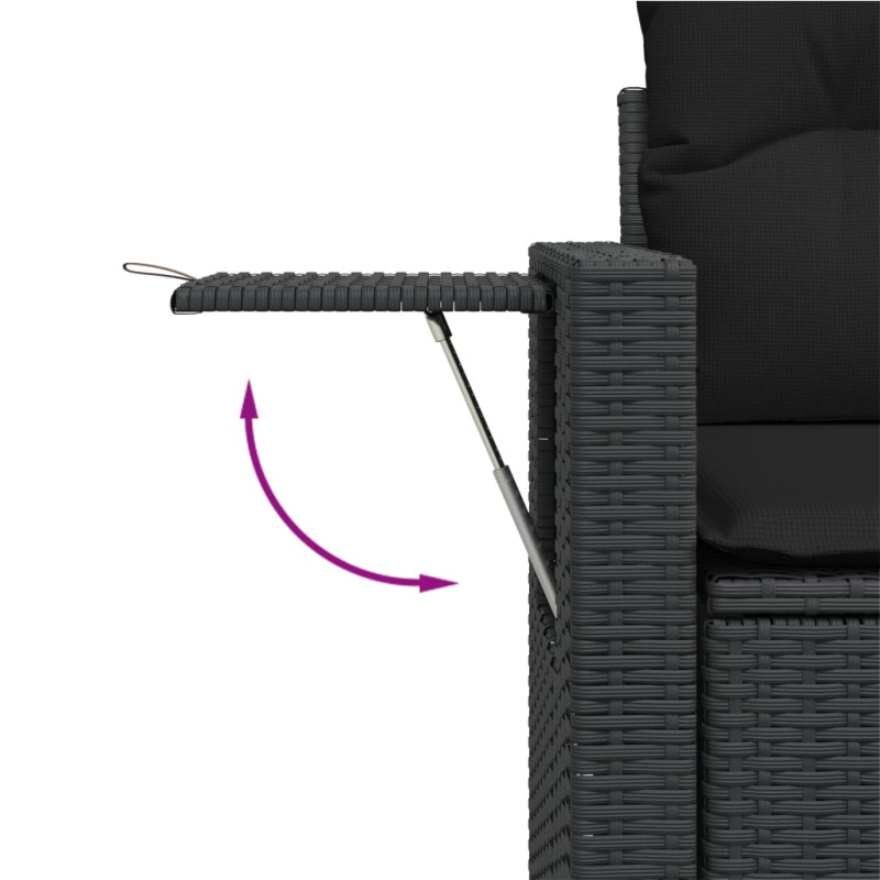Produktbild för Loungegrupp för trädgården m. dynor 11 delar konstrotting svart
