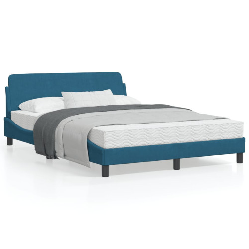 vidaXL Bed Frame with Headboard "Dover" Blue 140x190 cm Velvet - Sängar & Sängramar