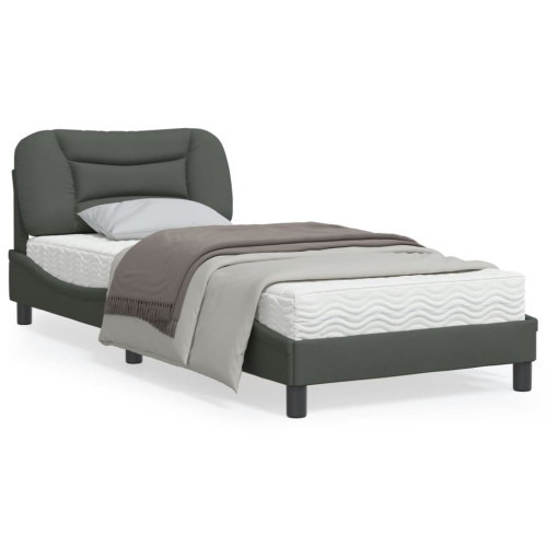 vidaXL Bed Frame with LED without Mattress "Hvar" Dark Grey 90x200 cm Fabric - Sängar & Sängramar