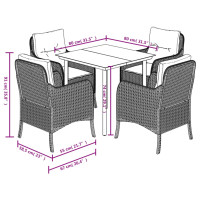 Produktbild för Matgrupp för trädgården med dynor 5 delar beige konstrotting