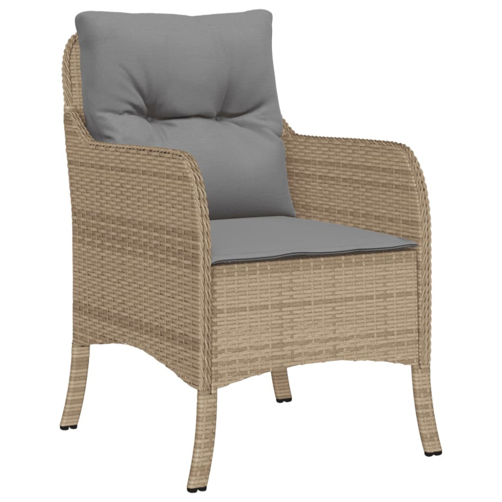 Produktbild för Matgrupp för trädgården med dynor 5 delar beige konstrotting