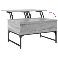 Produktbild för Soffbord grå sonoma 70x50x40 cm konstruerat trä och metall