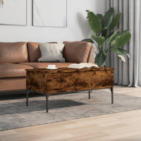 Produktbild för Soffbord rökfärgad ek 100x50x45 cm konstruerat trä och metall
