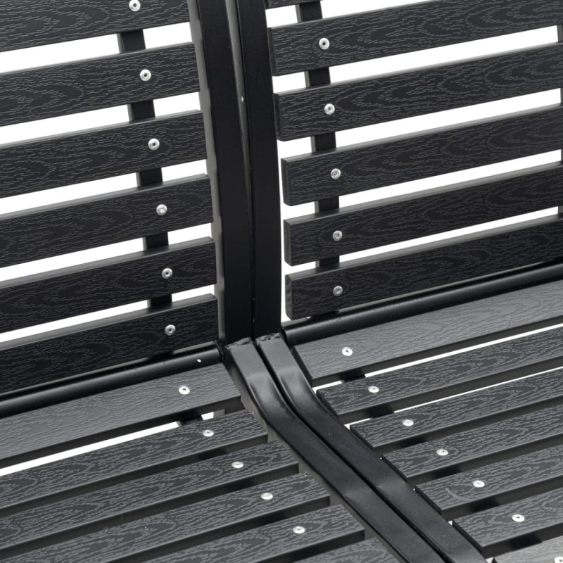 Produktbild för Trädgårdsbänk dubbel svart 231 cm stål och WPC