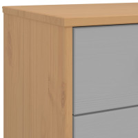 Produktbild för Sängbord OLDEN grå och brun massiv furu