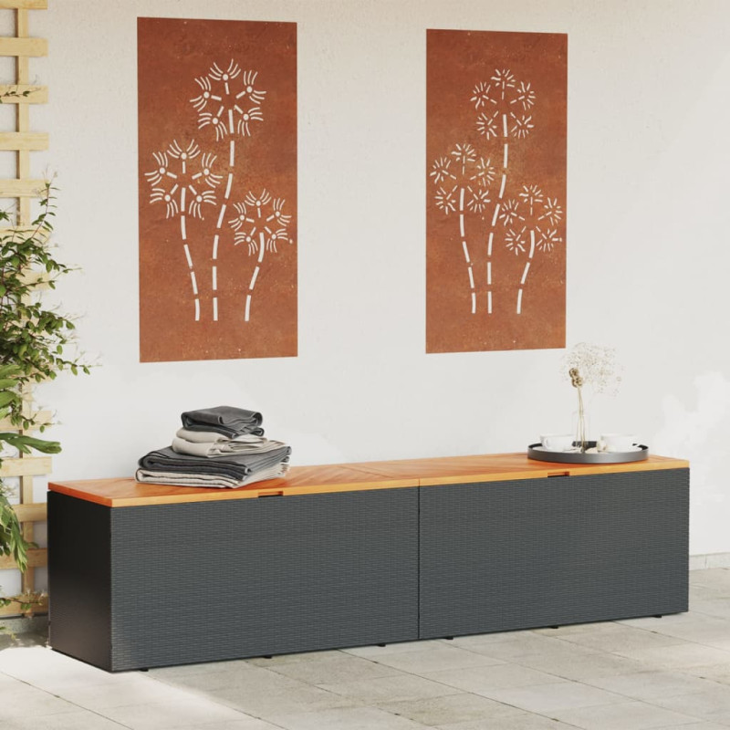 Produktbild för Dynbox svart 220x50x54 cm konstrotting akaciaträ