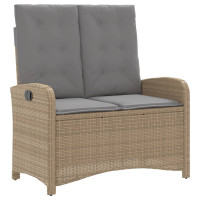 Produktbild för Soffgrupp för trädgården med dynor 4 delar beige konstrotting