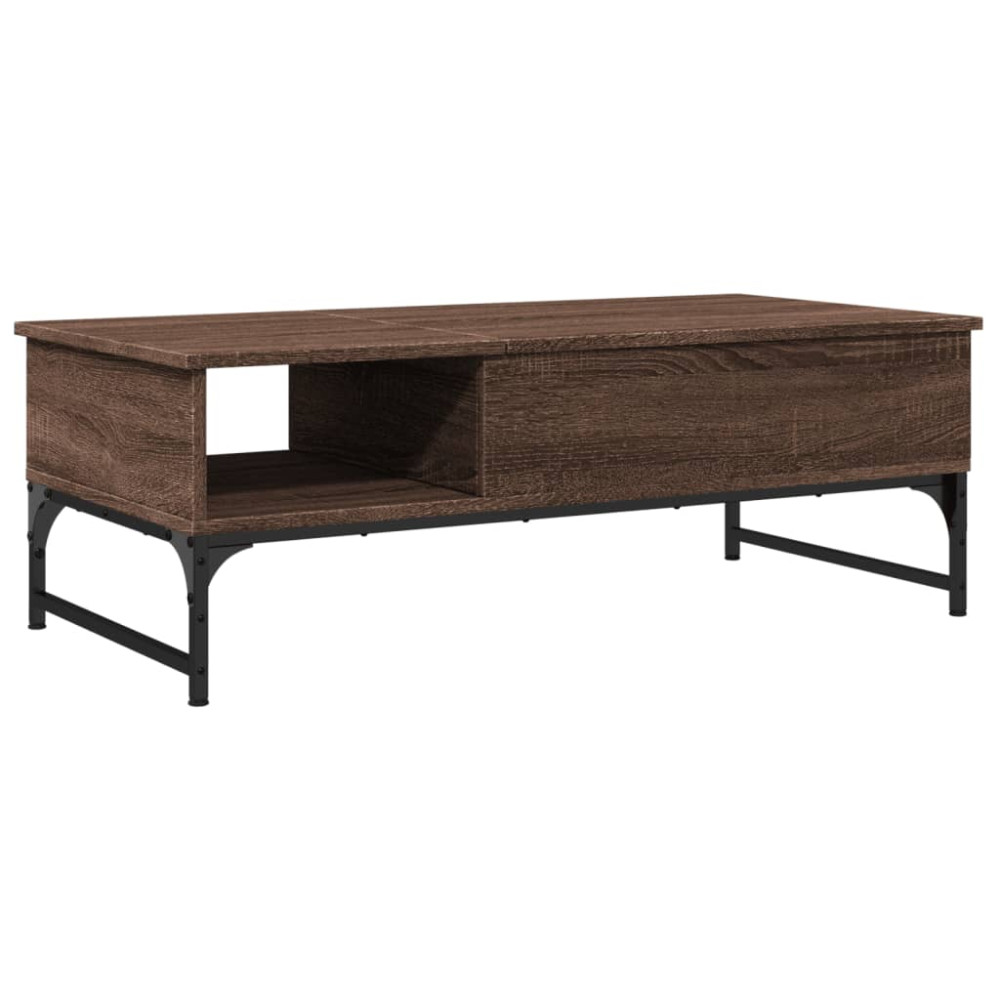 Produktbild för Soffbord brun ek 100x50x35 cm konstruerat trä och metall