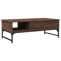 Produktbild för Soffbord brun ek 100x50x35 cm konstruerat trä och metall