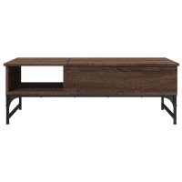 Produktbild för Soffbord brun ek 100x50x35 cm konstruerat trä och metall