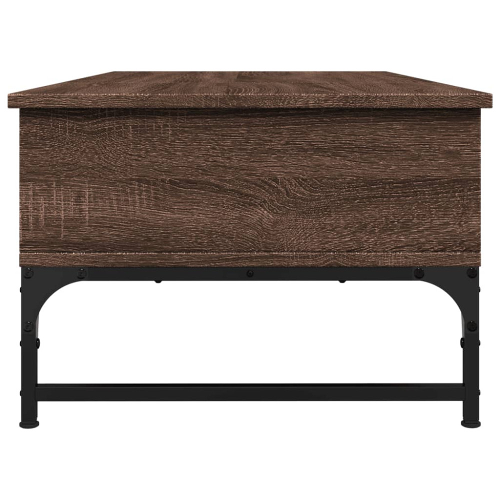 Produktbild för Soffbord brun ek 100x50x35 cm konstruerat trä och metall