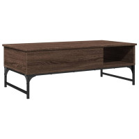 Produktbild för Soffbord brun ek 100x50x35 cm konstruerat trä och metall