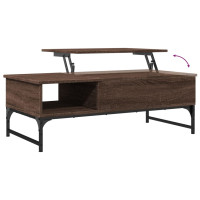 Produktbild för Soffbord brun ek 100x50x35 cm konstruerat trä och metall