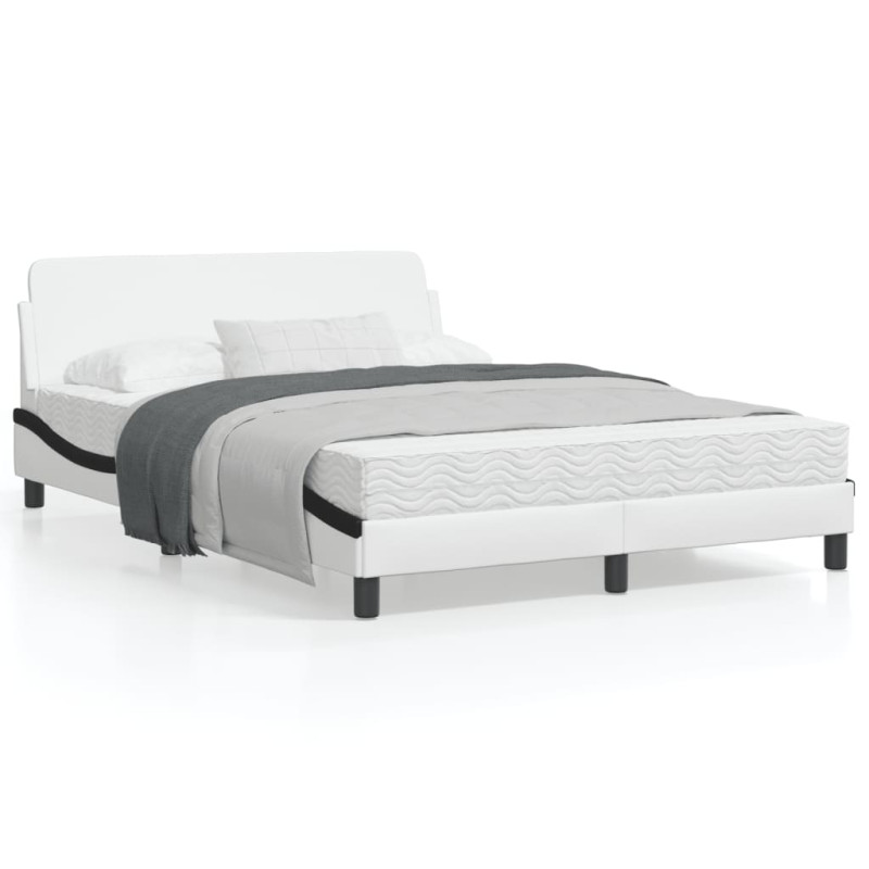 Produktbild för Sängram med huvudgavel vit och svart 120x200 cm konstläder