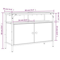 Produktbild för Tvättställsskåp rökfärgad ek 80x30x60 cm konstruerat trä