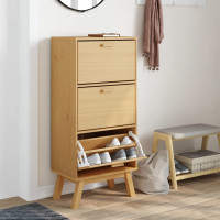 Produktbild för Skoskåp OLDEN brun 55x35x120 cm massiv furu