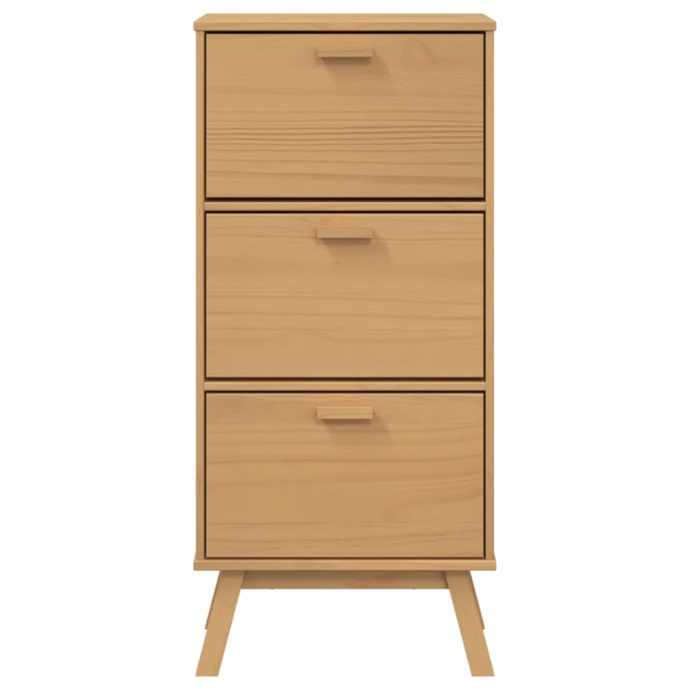 Produktbild för Skoskåp OLDEN brun 55x35x120 cm massiv furu