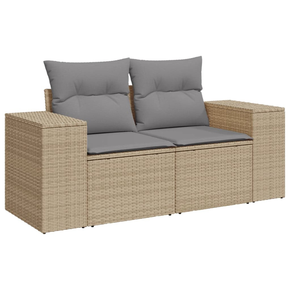 Produktbild för Soffgrupp för trädgård med dynor 10 delar beige konstrotting