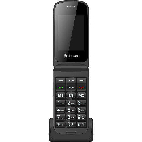 Denver 4G Knapp-telefon med 2,4 färg-skärm, Bluetooth, SOS-knapp, flip-modell