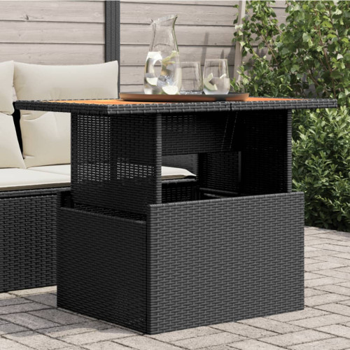 vidaXL Trädgårdsbord svart 100x55x73 cm konstrotting och akaciaträ
