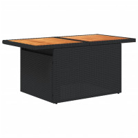 Produktbild för Trädgårdsbord svart 100x55x73 cm konstrotting och akaciaträ
