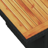 Produktbild för Trädgårdsbord svart 100x55x73 cm konstrotting och akaciaträ