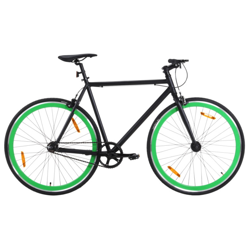 Produktbild för Fixed gear cykel svart och grön 700c 51 cm