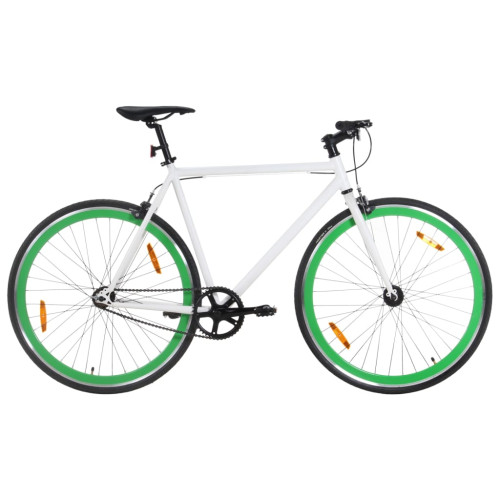 vidaXL Fixed gear cykel vit och grön 700c 59 cm