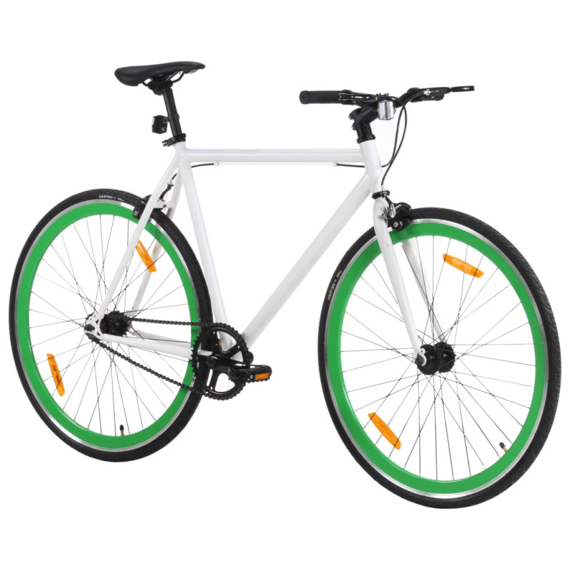 Produktbild för Fixed gear cykel vit och grön 700c 59 cm