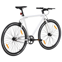 Produktbild för Fixed gear cykel vit och svart 700c 55 cm