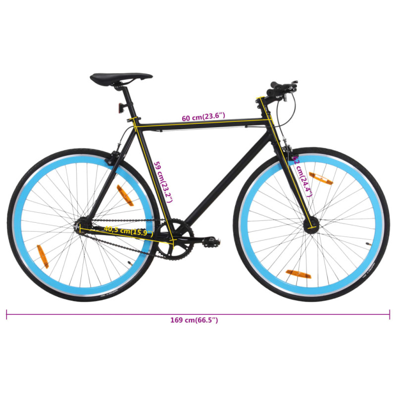 Produktbild för Fixed gear cykel svart och blå 700c 59 cm