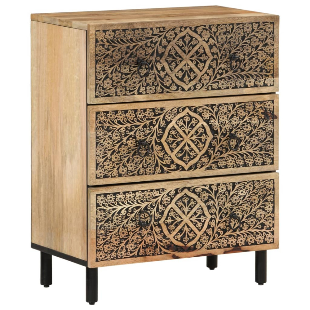 Produktbild för Sidoskåp 3 st 60x33x75 cm massivt mangoträ