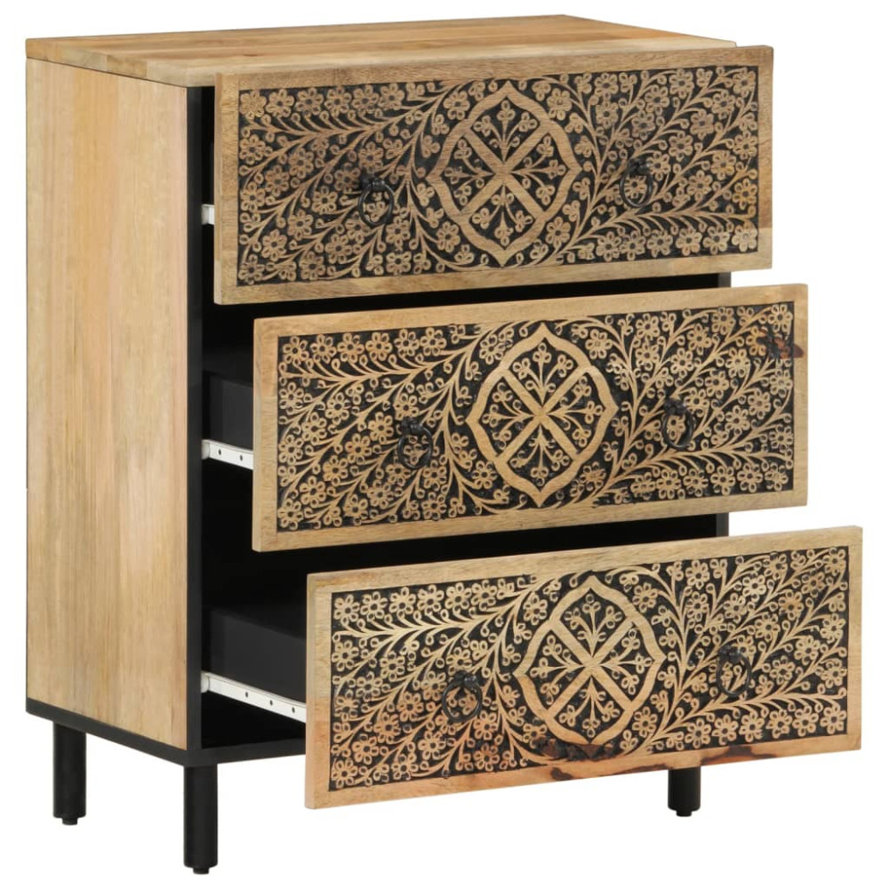 Produktbild för Sidoskåp 3 st 60x33x75 cm massivt mangoträ