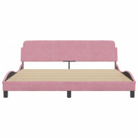 Miniatyr av produktbild för Sängram med huvudgavel rosa 180x200 cm sammet