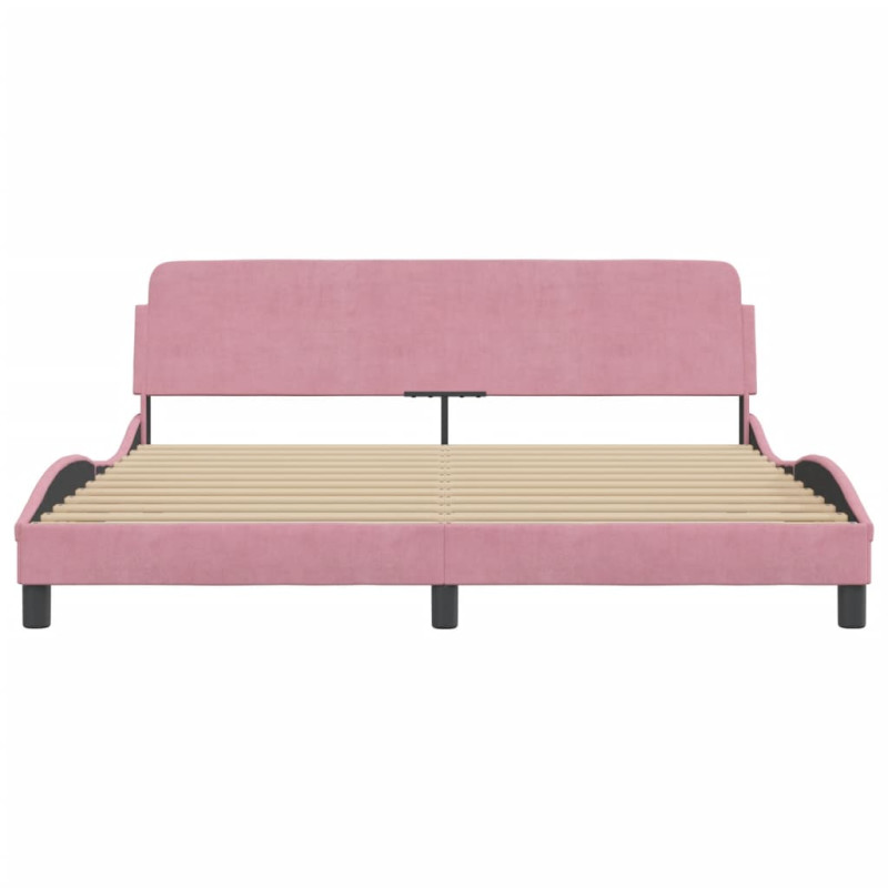 Produktbild för Sängram med huvudgavel rosa 180x200 cm sammet