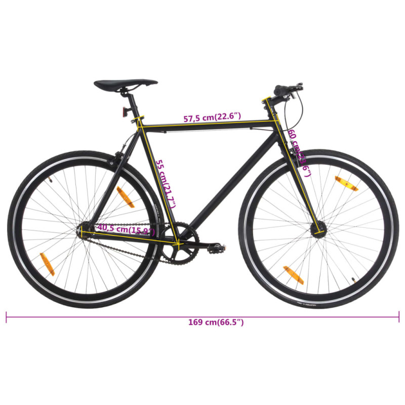 Produktbild för Fixed gear cykel svart 700c 55 cm