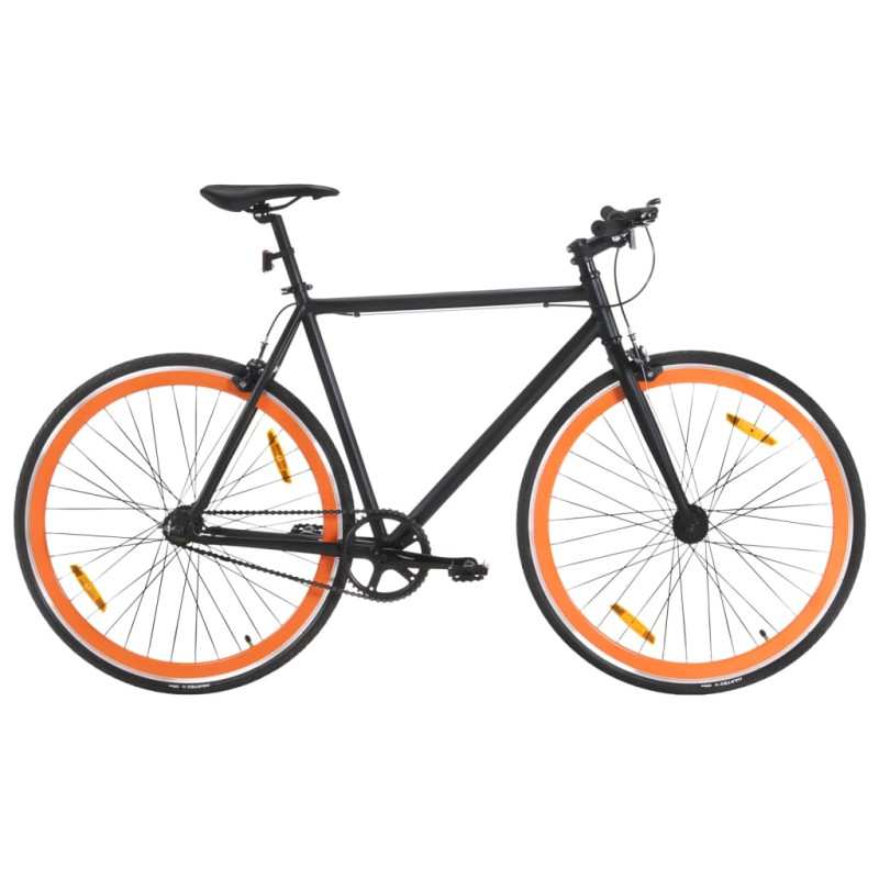 Produktbild för Fixed gear cykel svart och orange 700c 51 cm