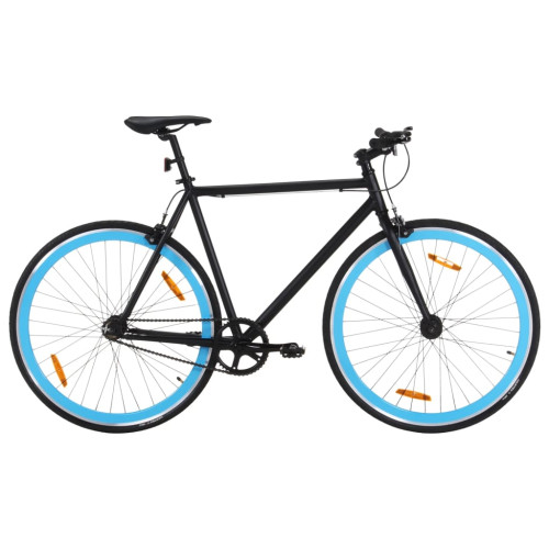 vidaXL Fixed gear cykel svart och blå 700c 55 cm